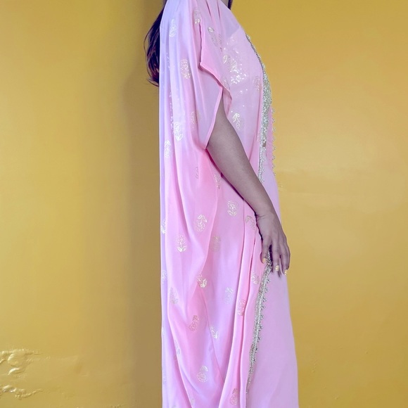 Indya baby pink 3-piece palazzo set with shrug - Picture 5 of 8